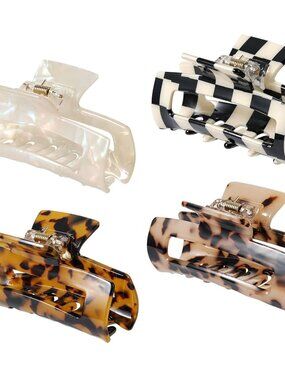 4Pcs Hair Claw Clips, Acetate Hair Banana Barrettes, French Butterfly Jaw Clips,